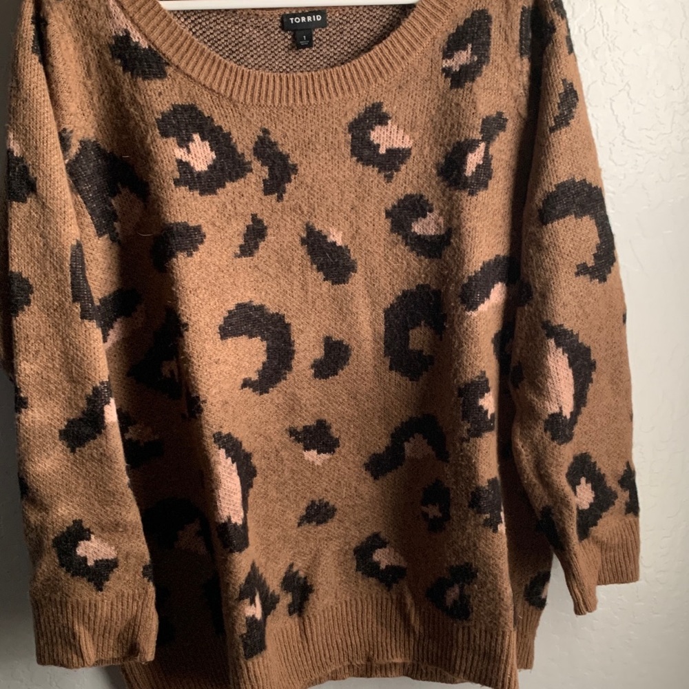 TORRID | Animal Print Pullover Sweater, Black/Brown, Torrid Size 1/Plus Size 1X